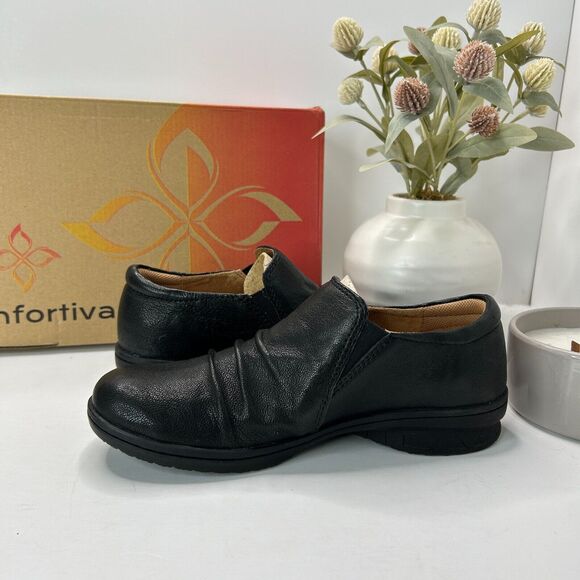 Comfortiva Florian Slip On Leather Clog Round Toe Black CT0019001 Women 6.5M NWB - Picture 7 of 11
